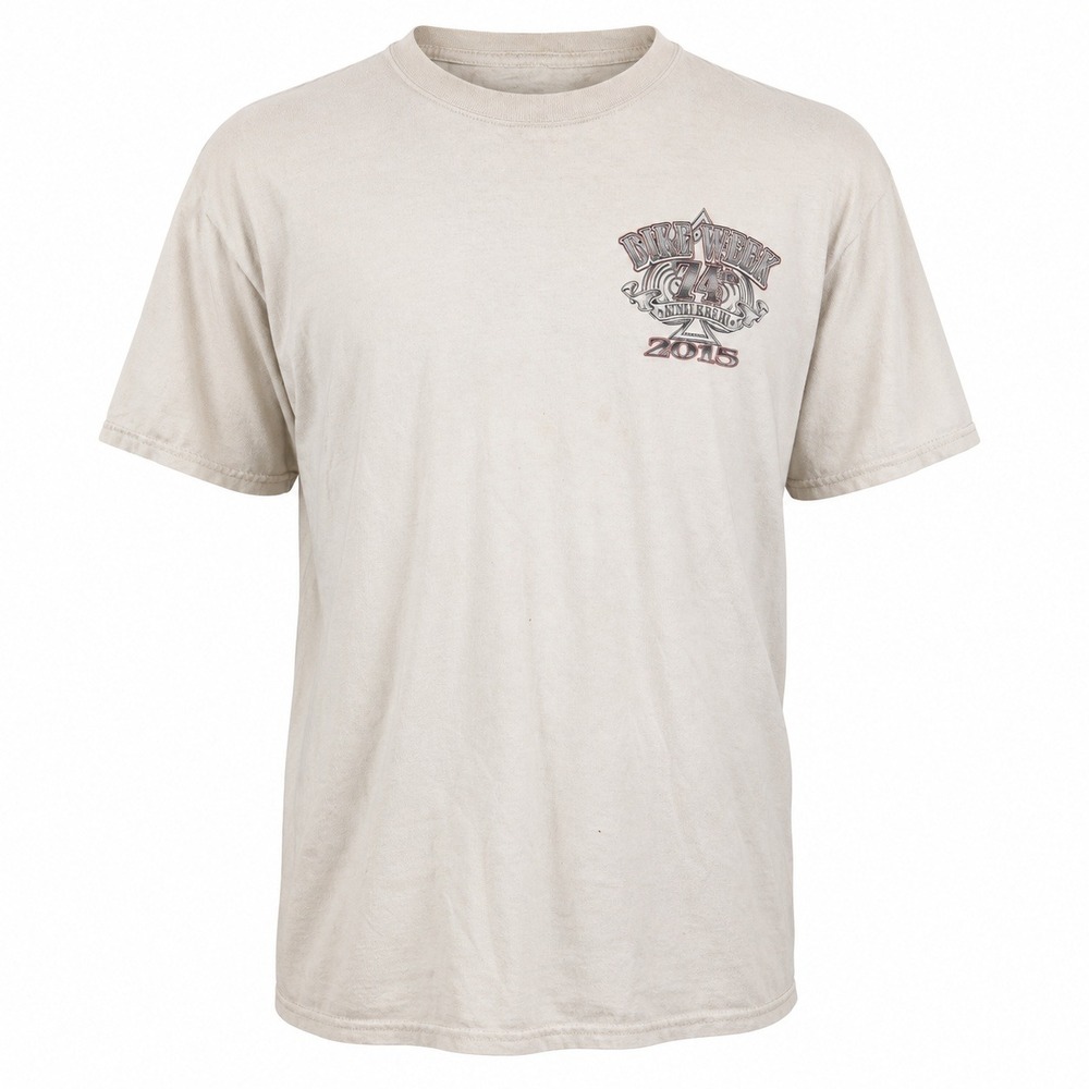 Vintage 2015 Daytona Beach Bike Week 74th Motorcycle Graphic T-Shirt Cream Men L